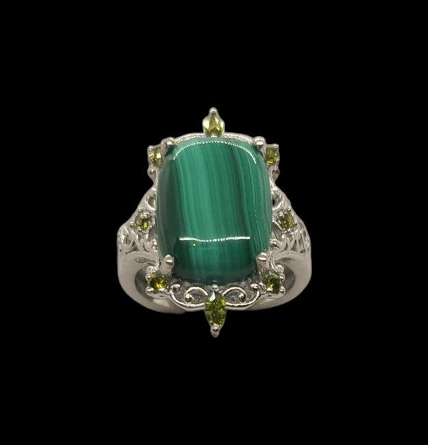 5003 Malachite and Peridot Ring
