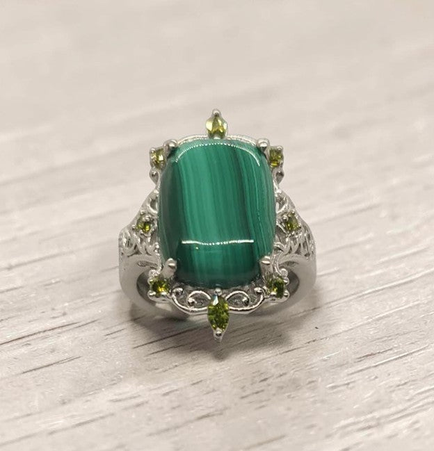 5003 Malachite and Peridot Ring