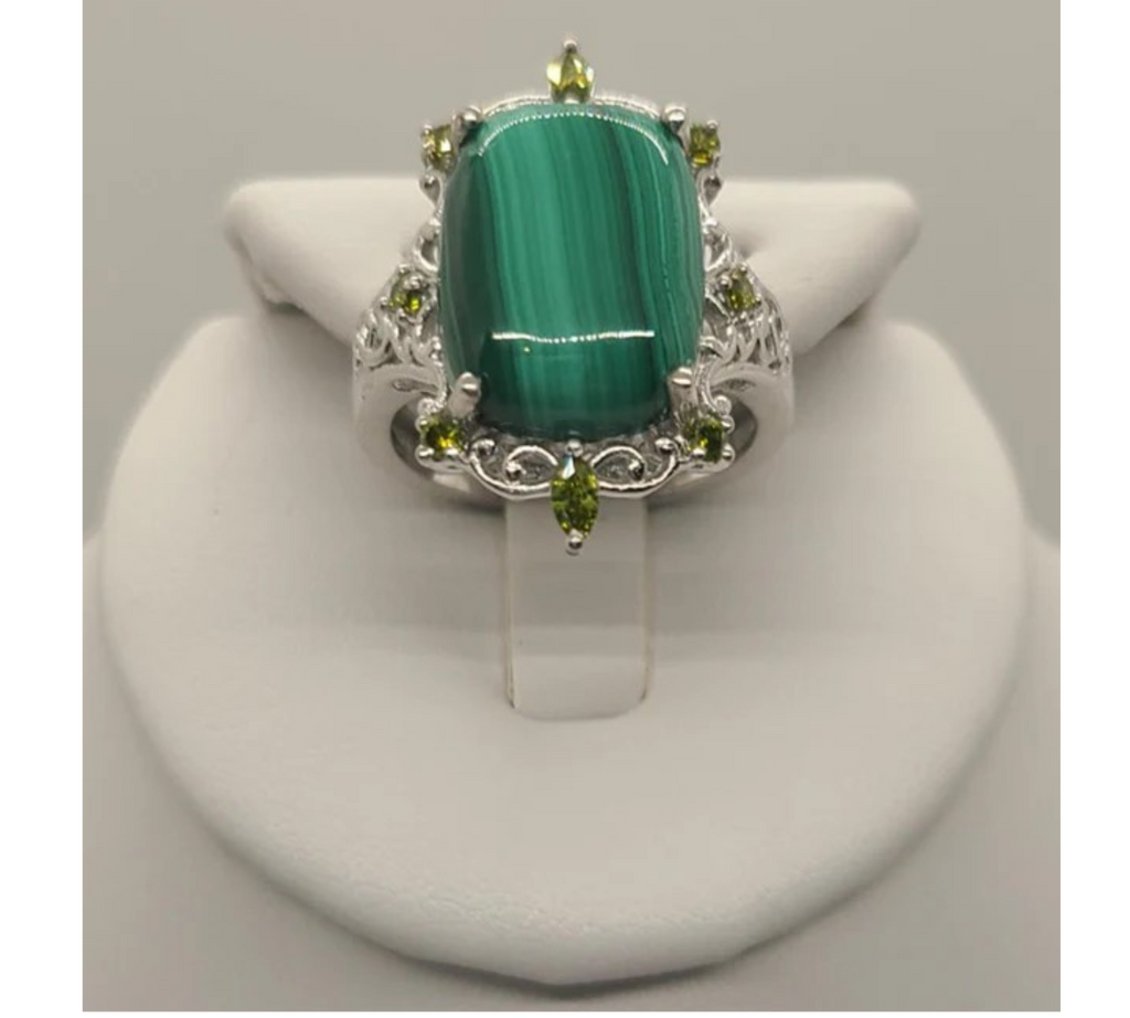 5003 Malachite and Peridot Ring