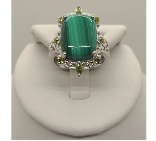 5003 Malachite and Peridot Ring