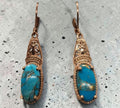 5004 Matrix Chestnut Brine Turquoise leaver back earrings