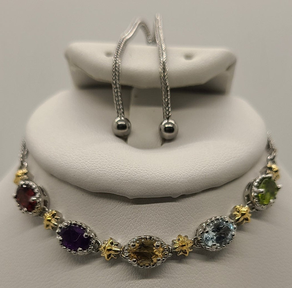 5005 Multi Gem 5 Station Bolo Bracelet