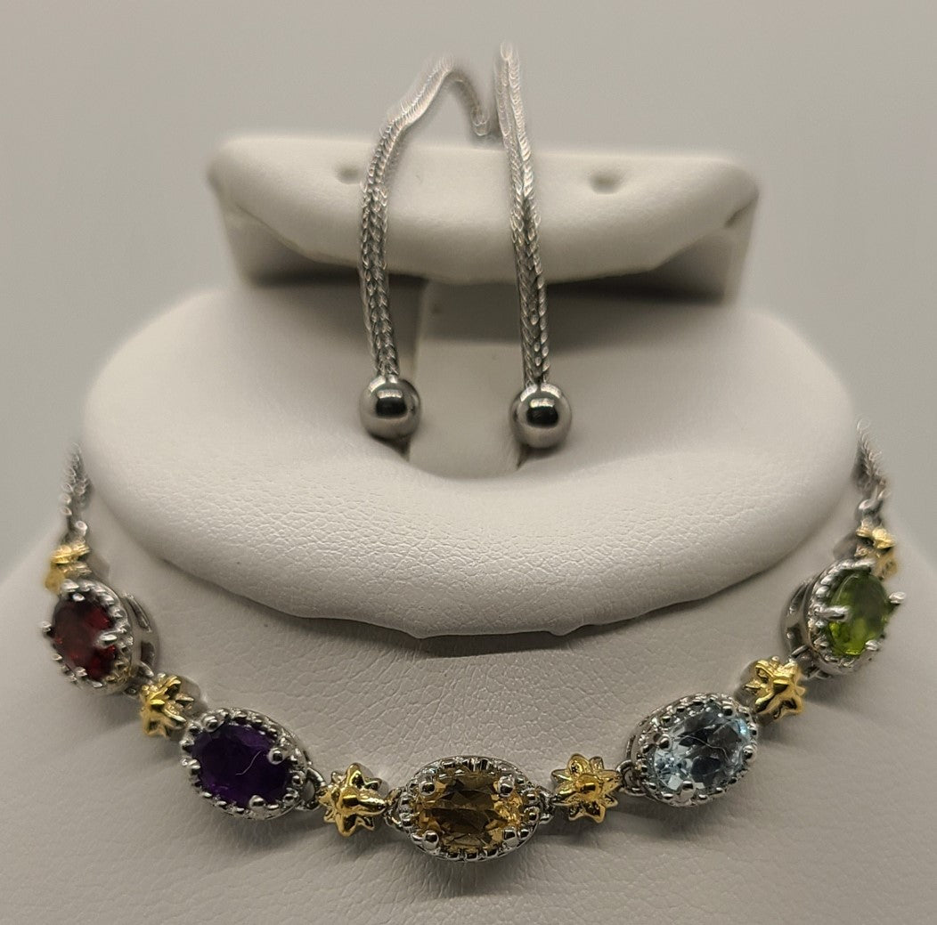 5005 Multi Gem 5 Station Bolo Bracelet