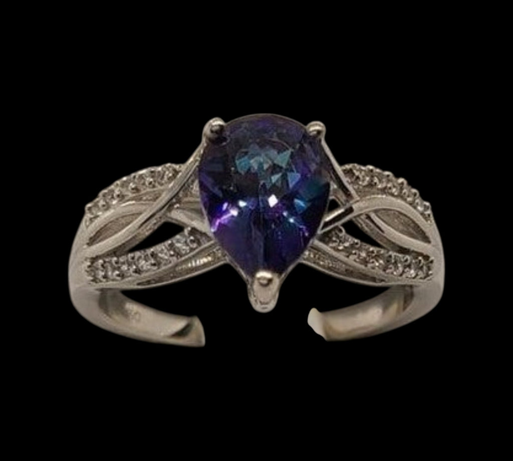 5006 Petalite and White Zircon Ring