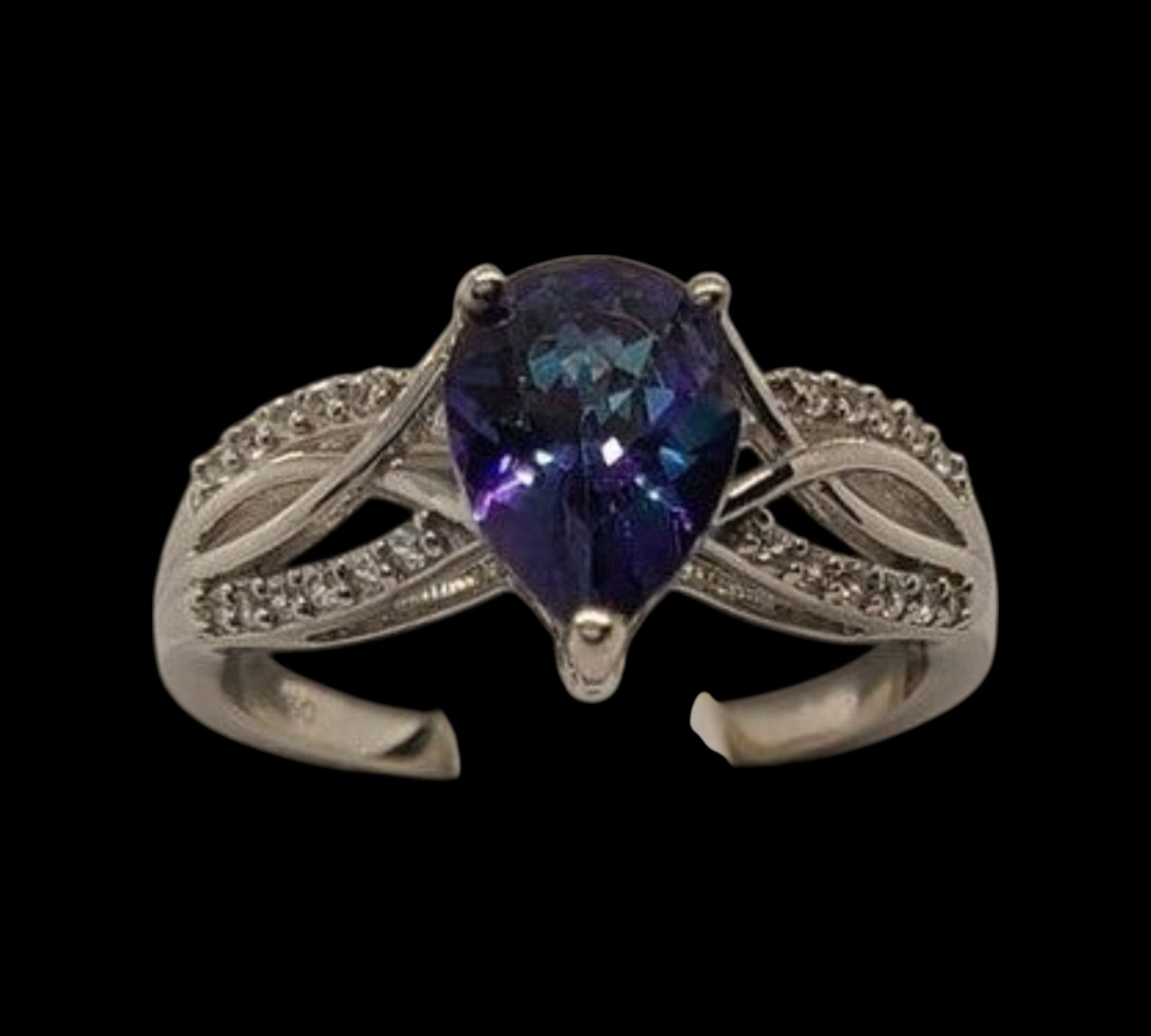 5006 Petalite and White Zircon Ring
