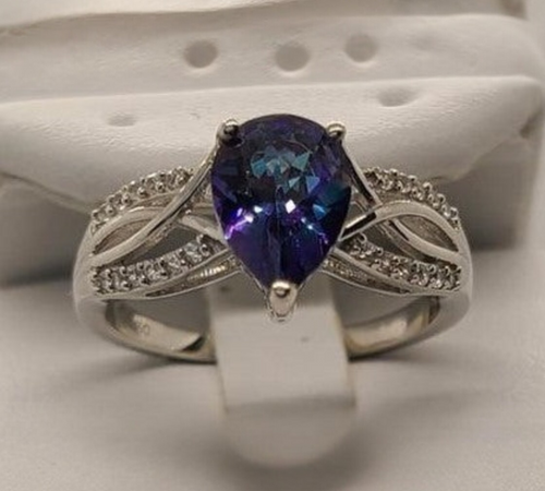 5006 Petalite and White Zircon Ring