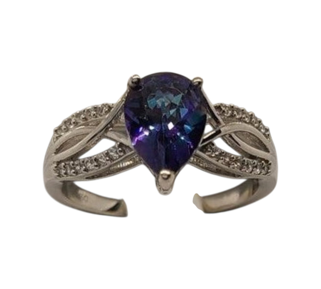 5006 Petalite and White Zircon Ring