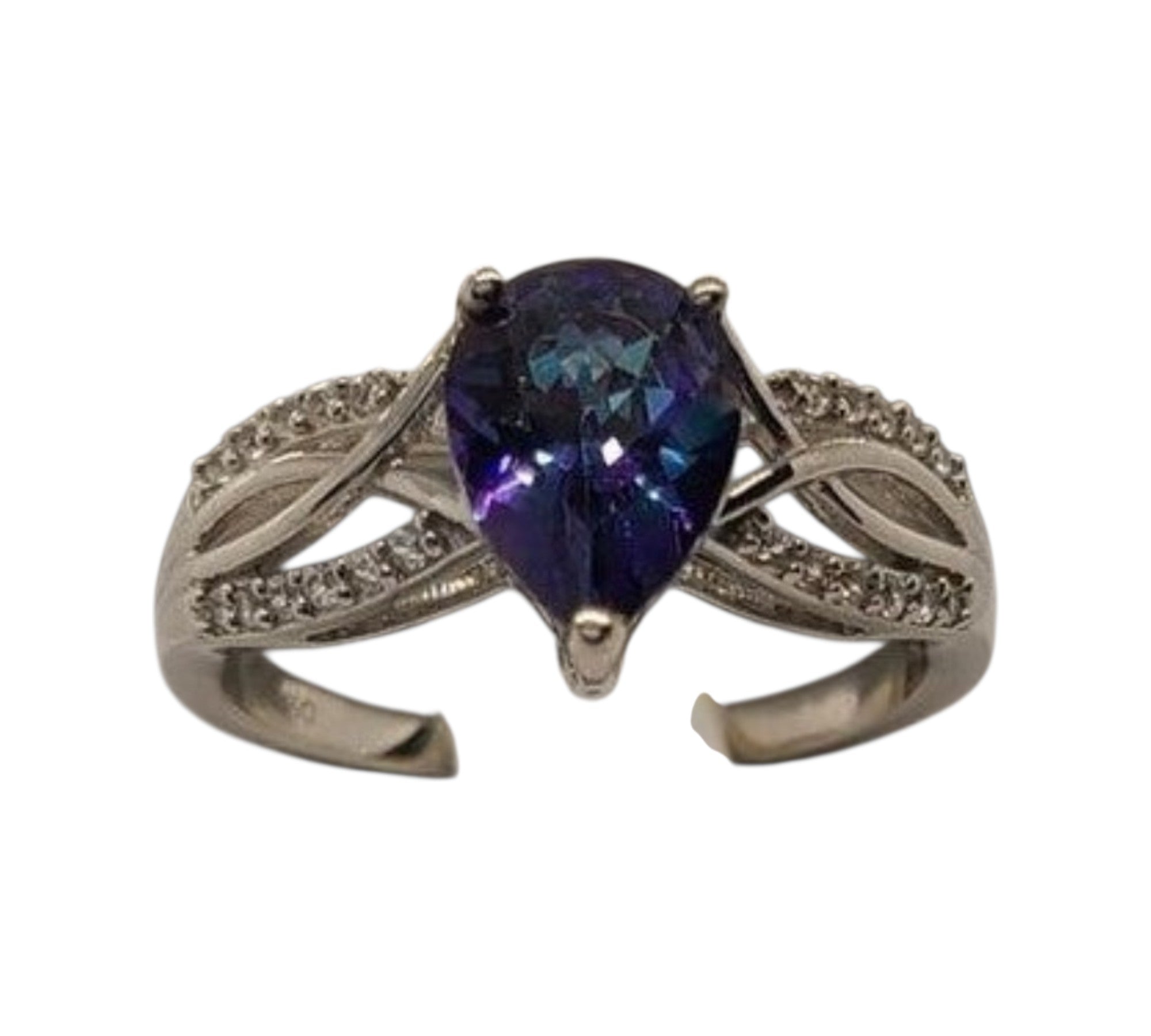 5006 Petalite and White Zircon Ring