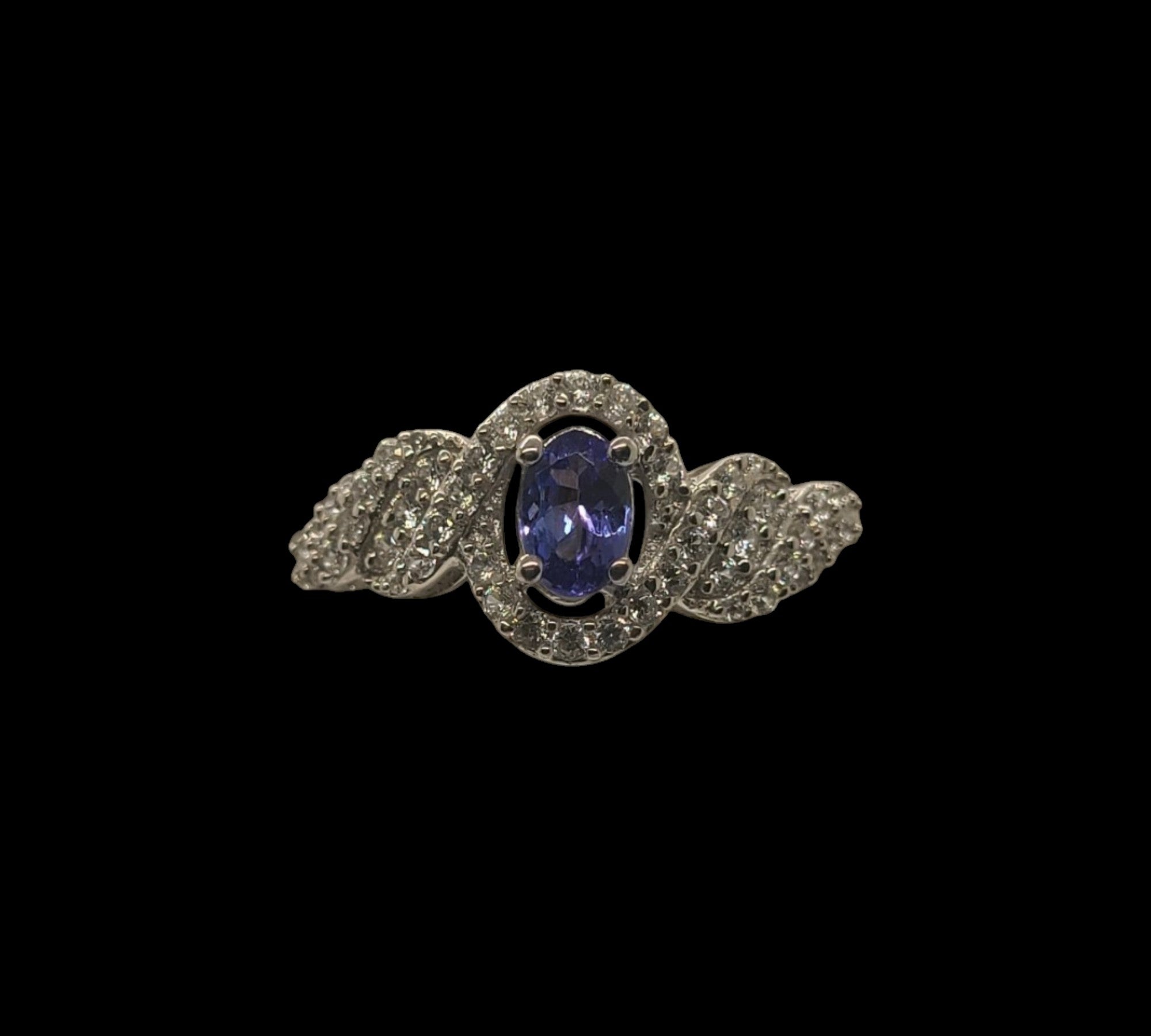 5009 AAA Tanzanite and White Zircon Ring