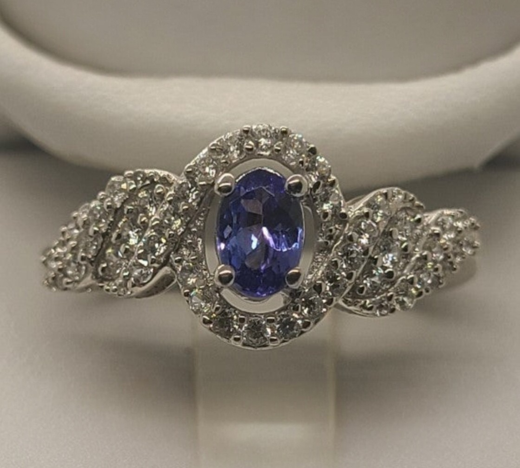 5009 AAA Tanzanite and White Zircon Ring