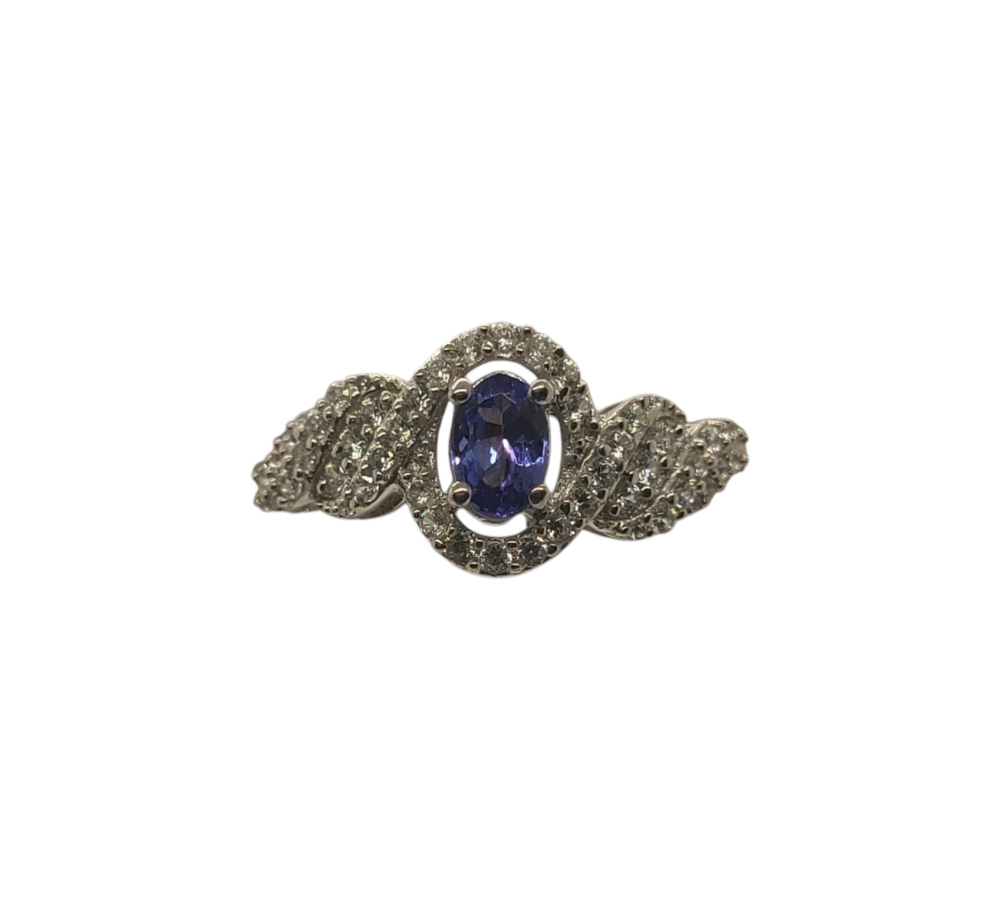 5009 AAA Tanzanite and White Zircon Ring