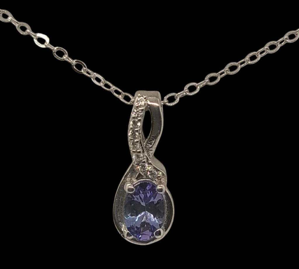 5013 Tanzanite Necklace with White Zircon