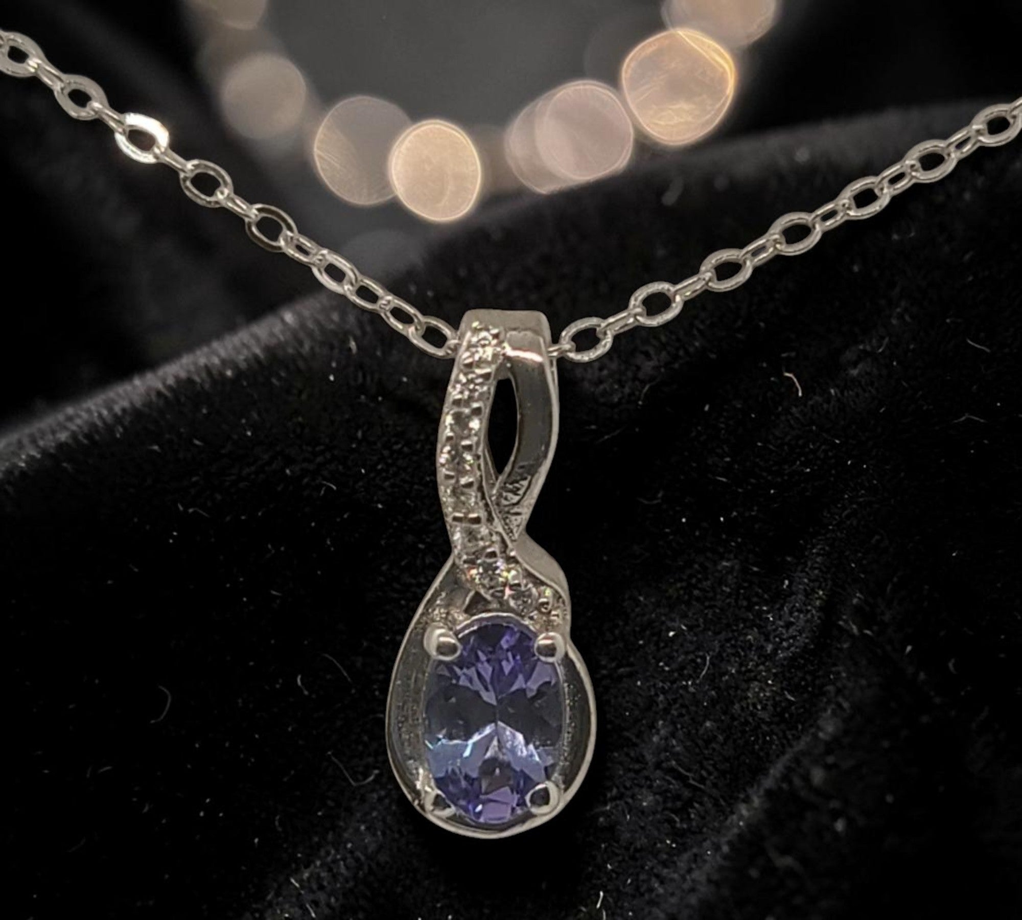 5013 Tanzanite Necklace with White Zircon