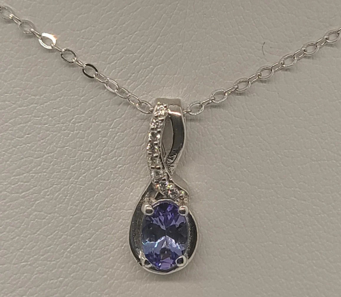 5013 Tanzanite Necklace with White Zircon
