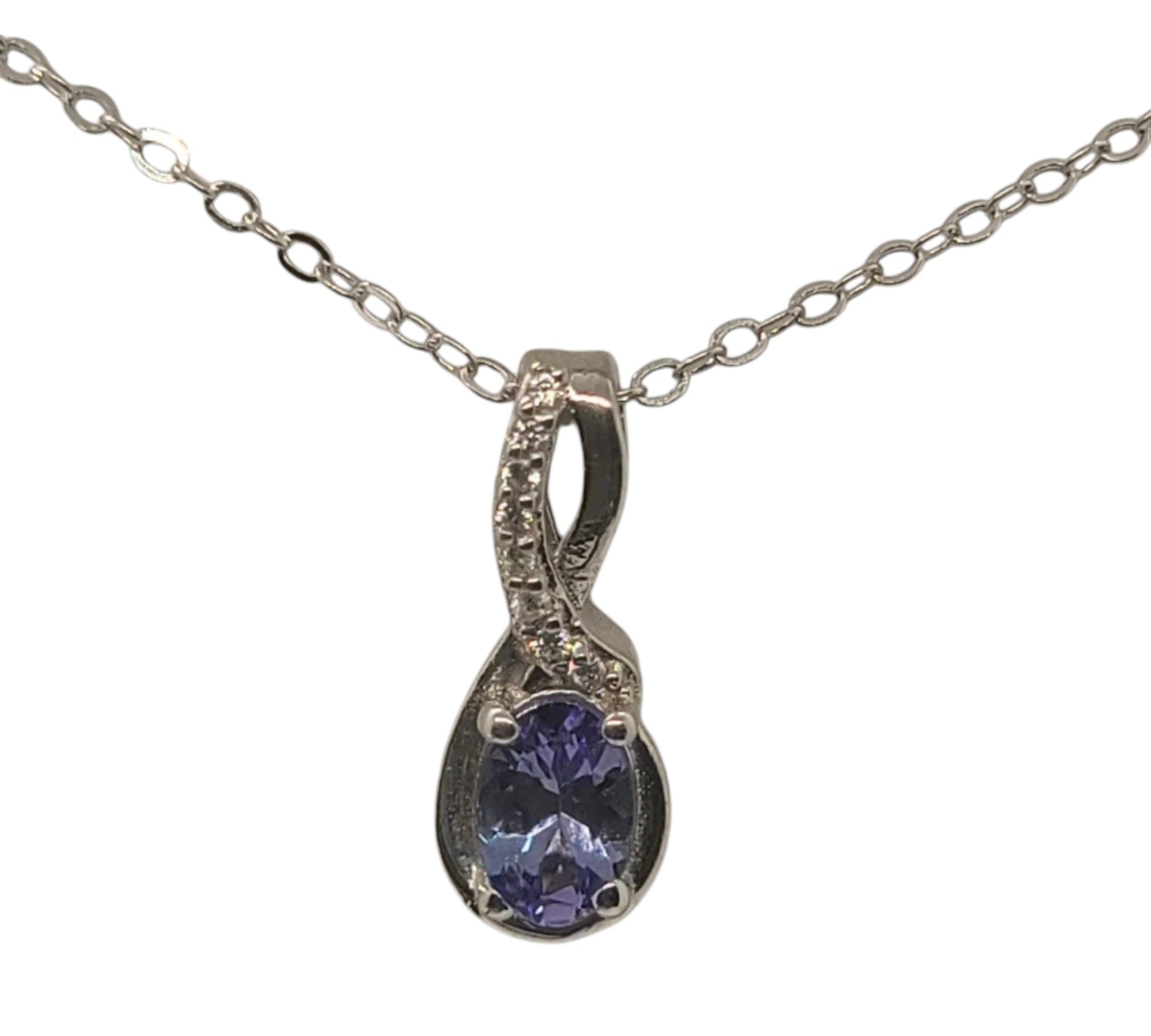 5013 Tanzanite Necklace with White Zircon