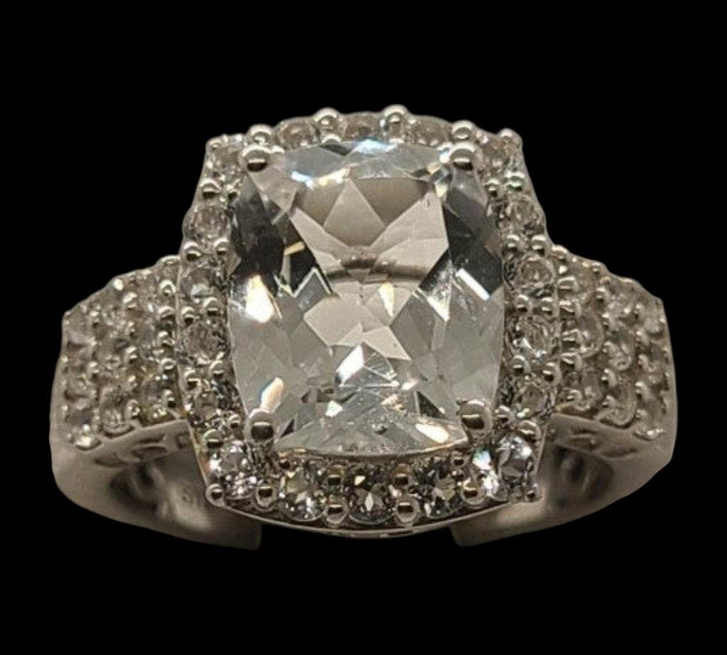5017 White Topaz Halo Ring