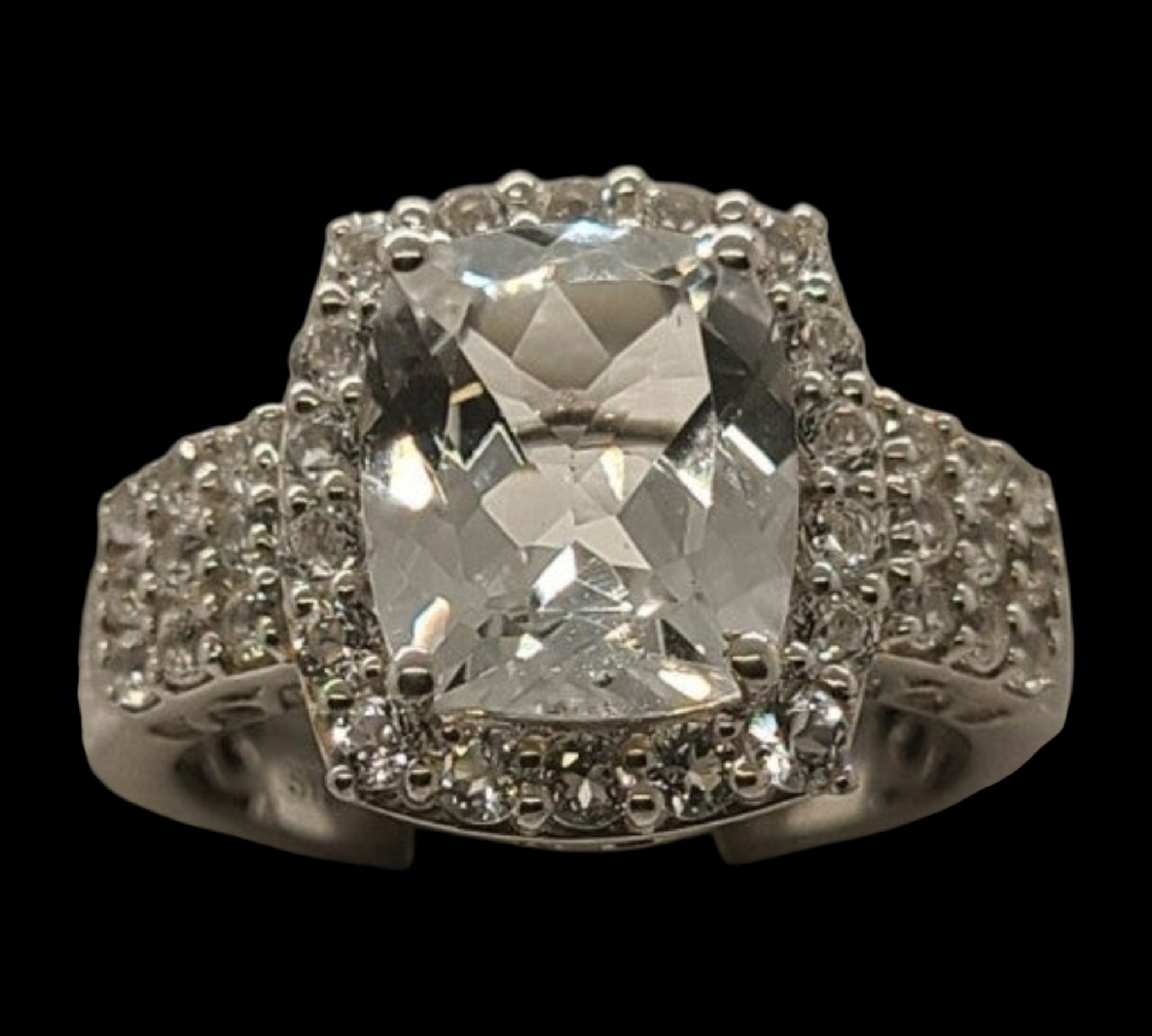 5017 White Topaz Halo Ring