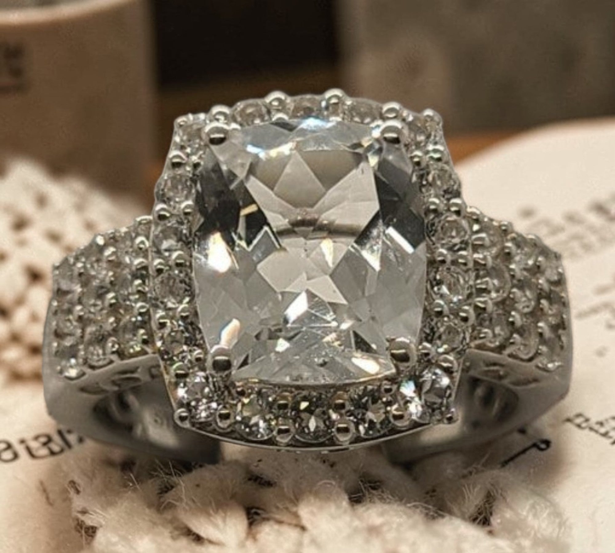5017 White Topaz Halo Ring
