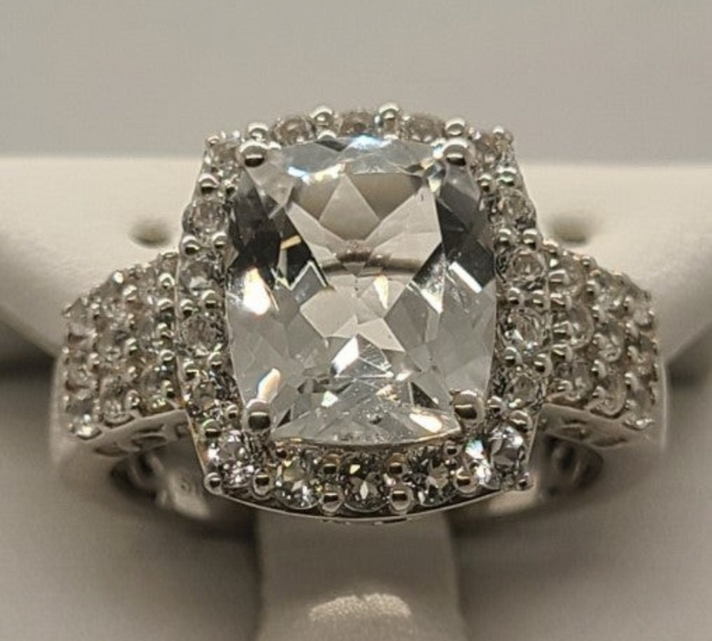 5017 White Topaz Halo Ring