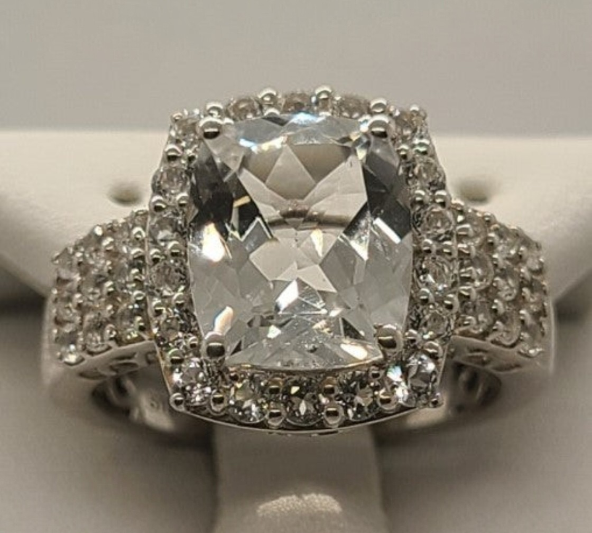 5017 White Topaz Halo Ring