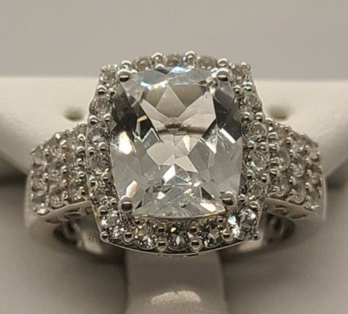 5017 White Topaz Halo Ring