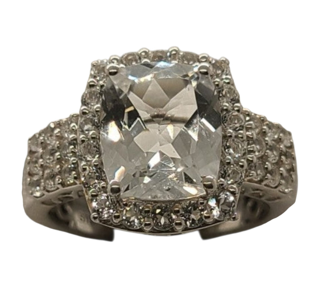5017 White Topaz Halo Ring