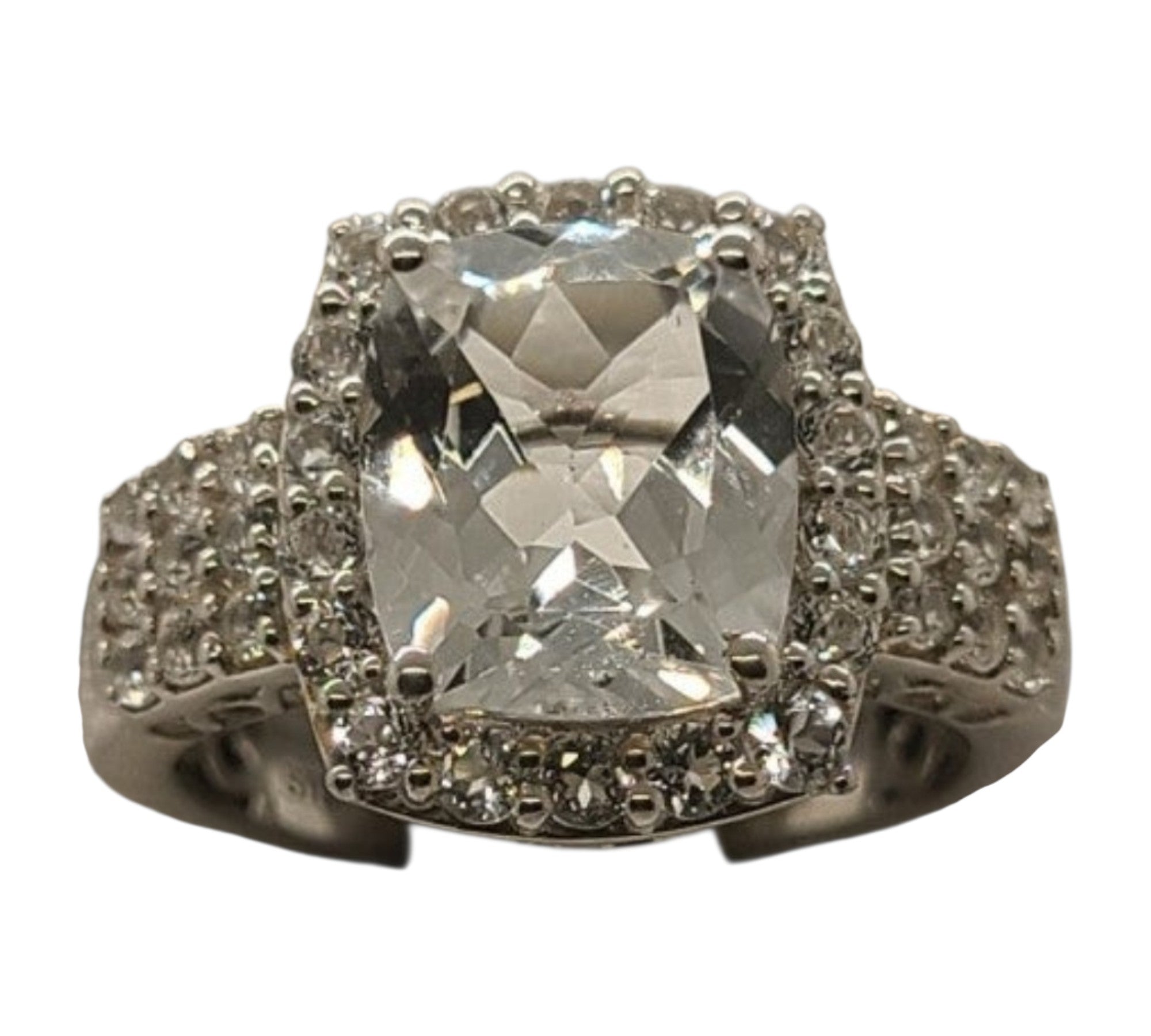 5017 White Topaz Halo Ring
