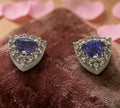 5019 AAA Tanzanite and white Zircon stud halo earrings