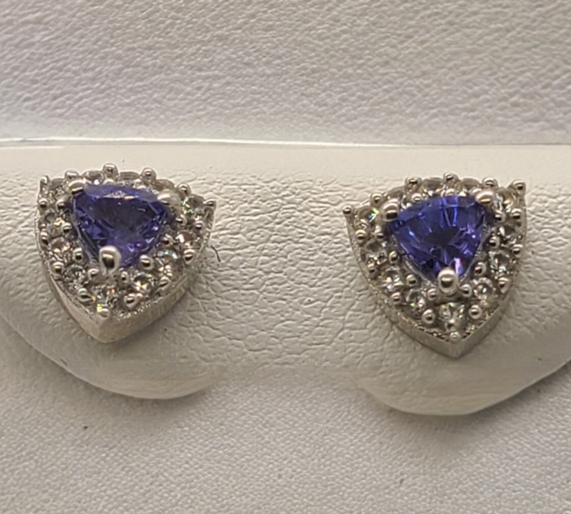 5019 AAA Tanzanite and white Zircon stud halo earrings