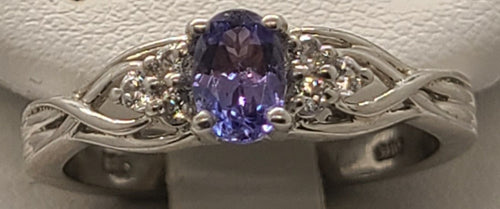 5020 Tanzanite and white Zircon ring