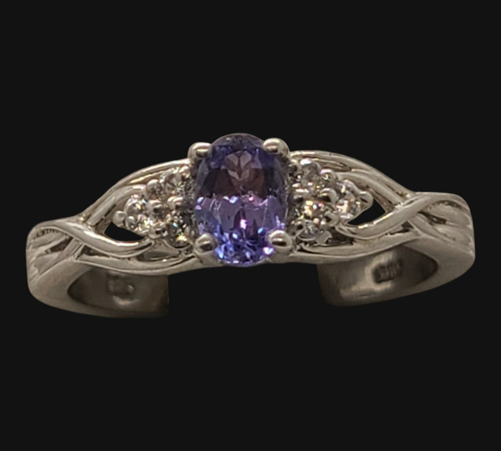 5020 Tanzanite and white Zircon ring