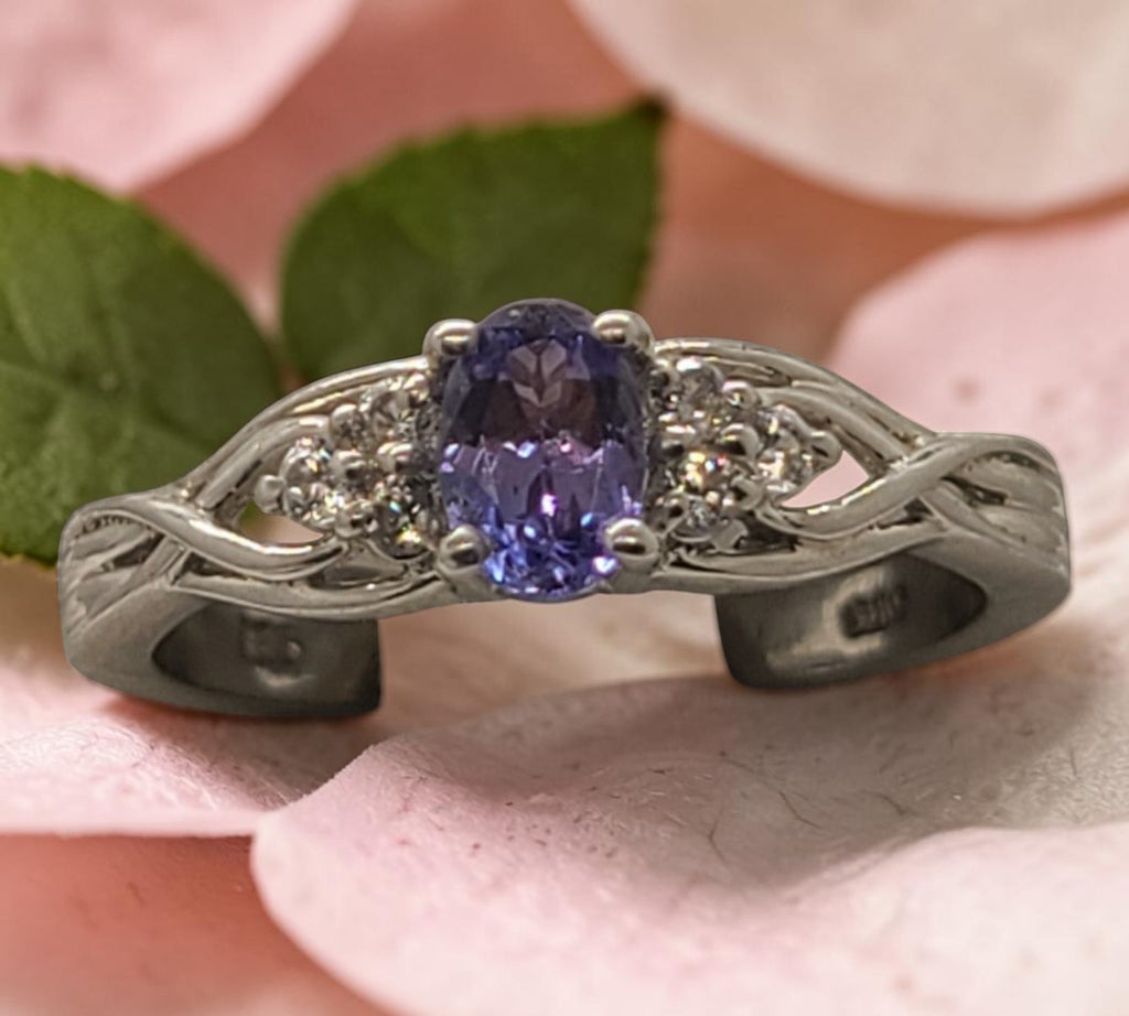 5020 Tanzanite and white Zircon ring