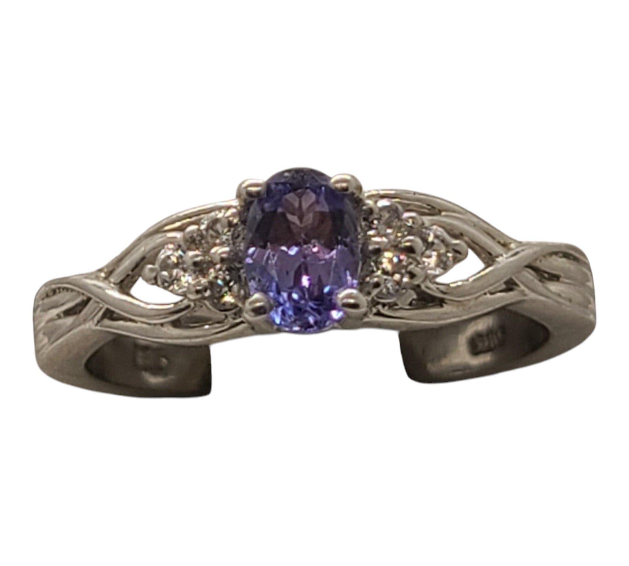 5020 Tanzanite and white Zircon ring