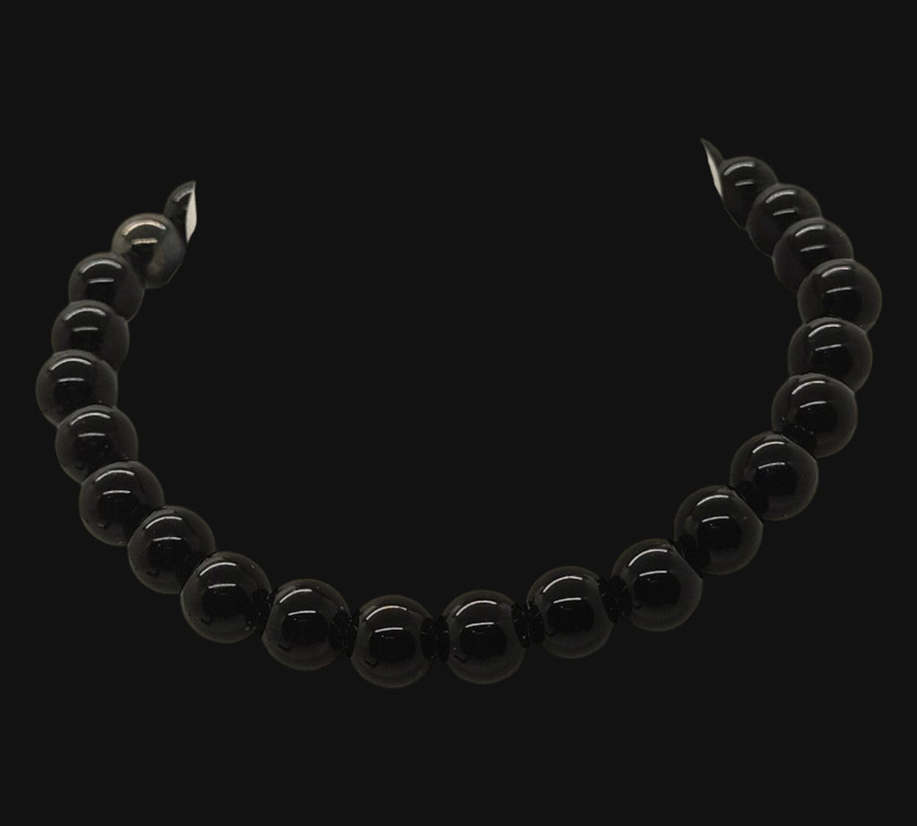 5022 Black Agate and Hematite stretch bracelet