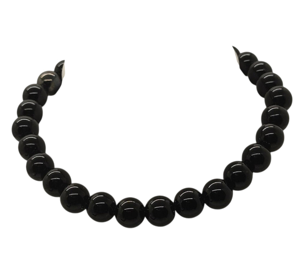 5022 Black Agate and Hematite stretch bracelet