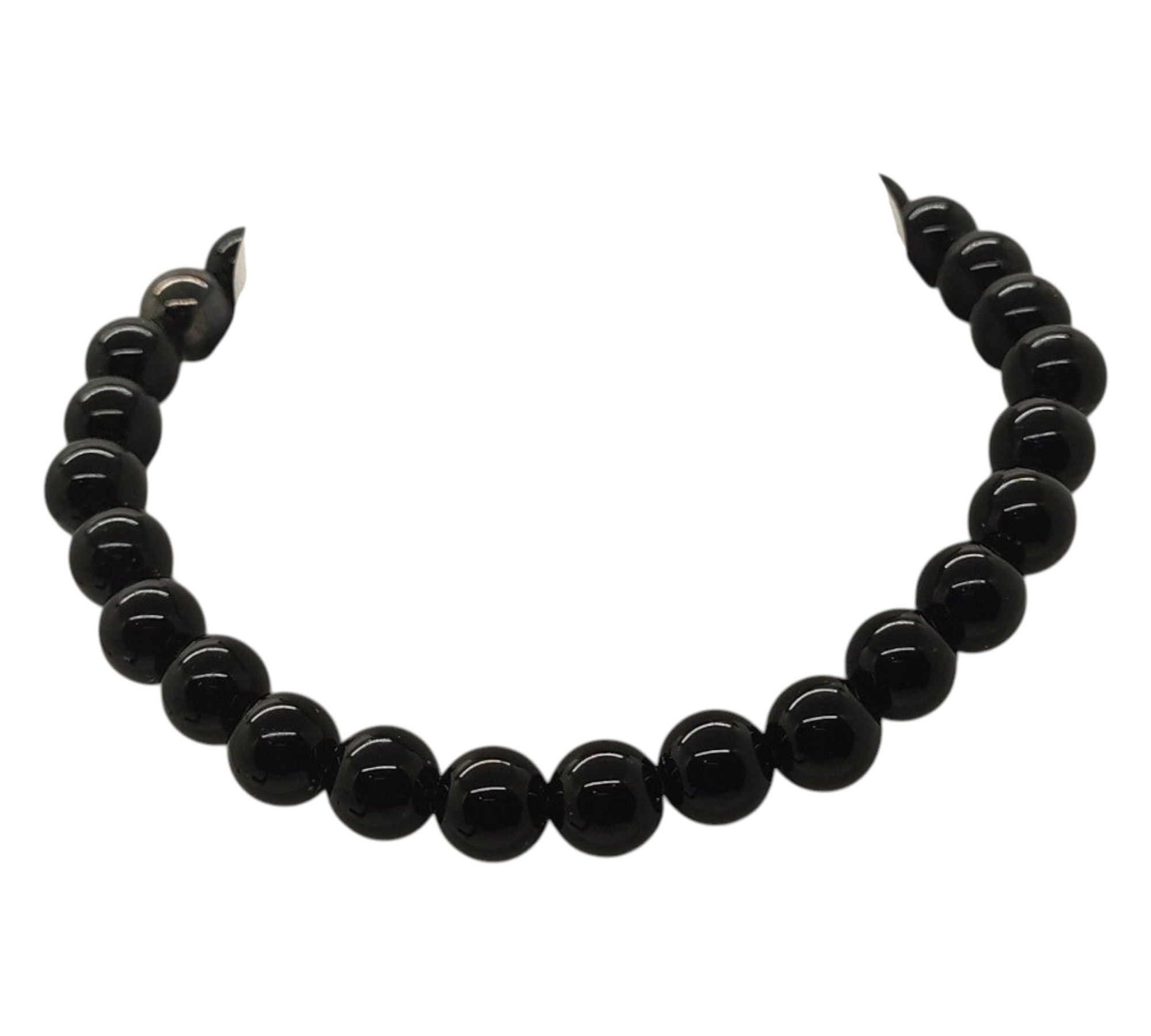 5022 Black Agate and Hematite stretch bracelet