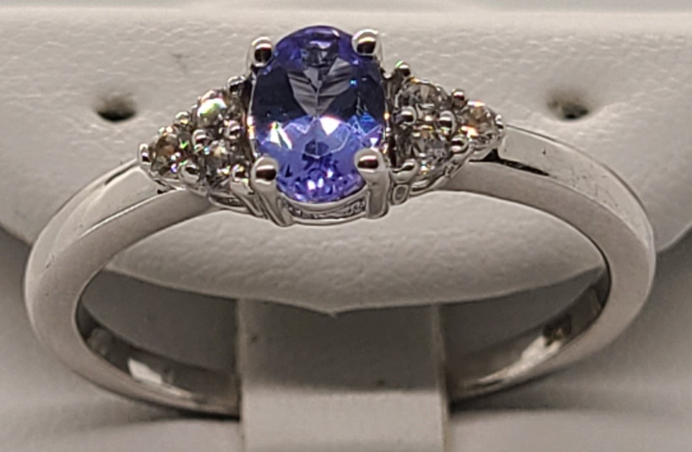 5029 AAA Tanzanite and White Zircon Ring