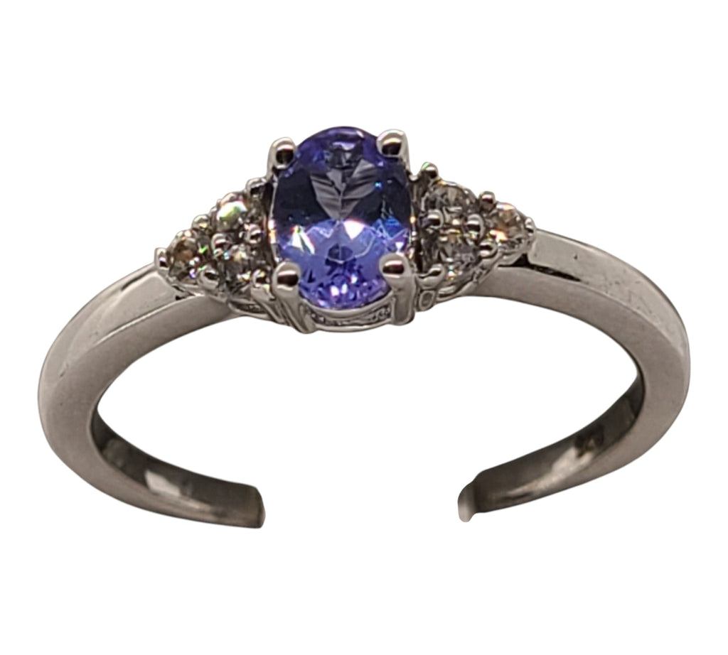 5029 AAA Tanzanite and White Zircon Ring