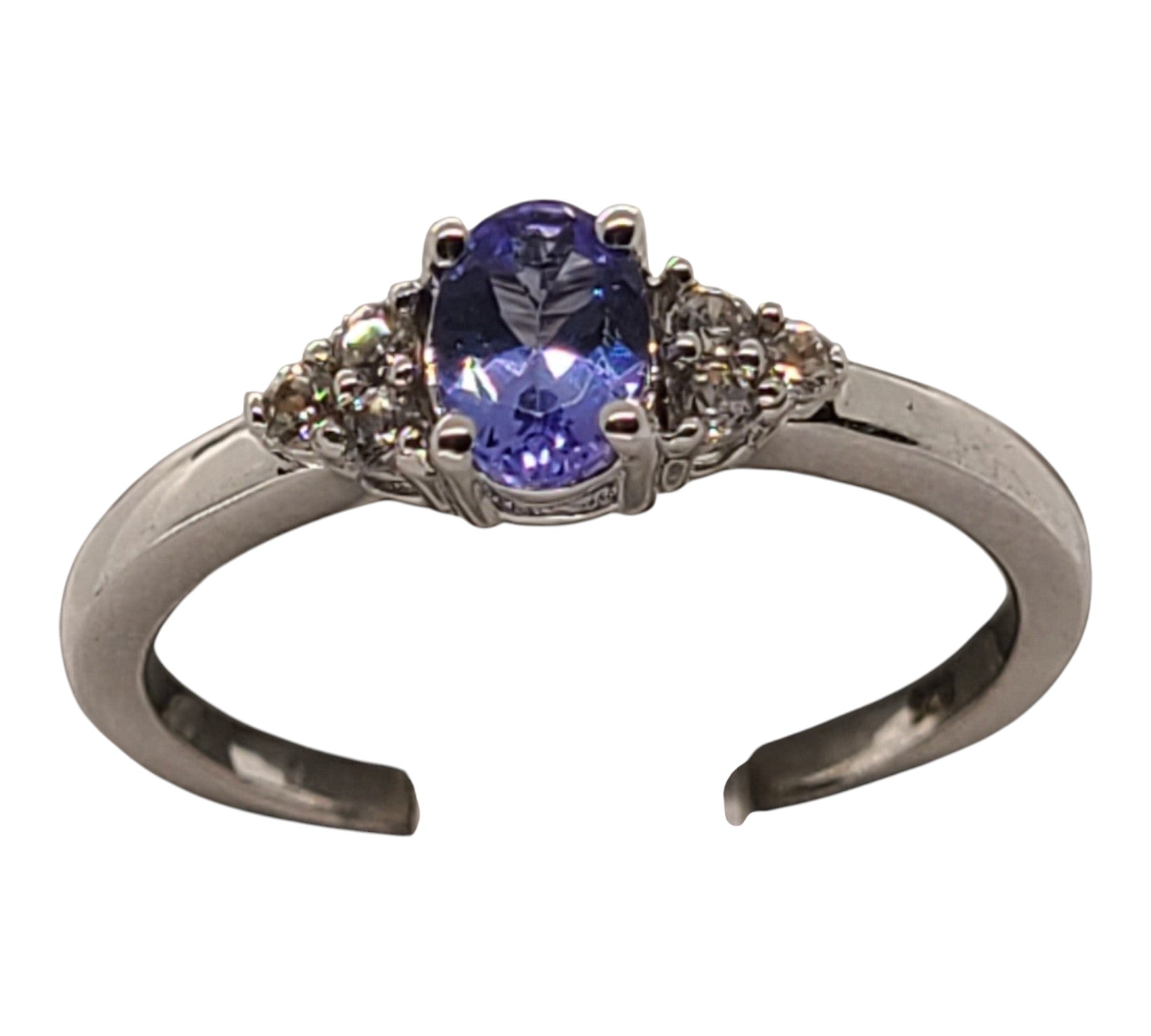 5029 AAA Tanzanite and White Zircon Ring