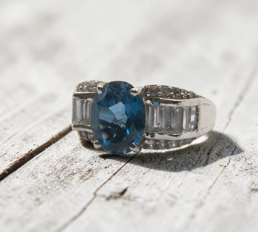 5047 London Blue Topaz and Zircon Ring