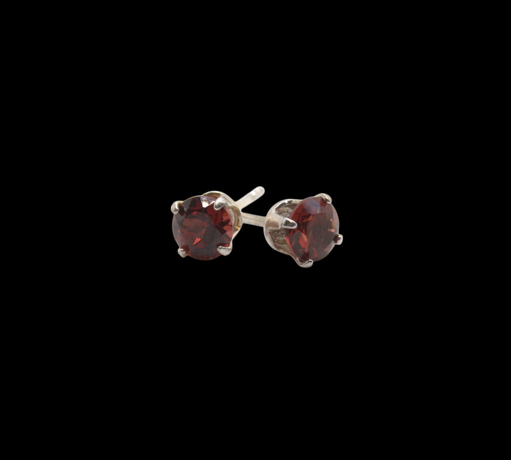 5048 Red Garnet Stud Earrings