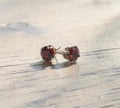 5048 Red Garnet Stud Earrings