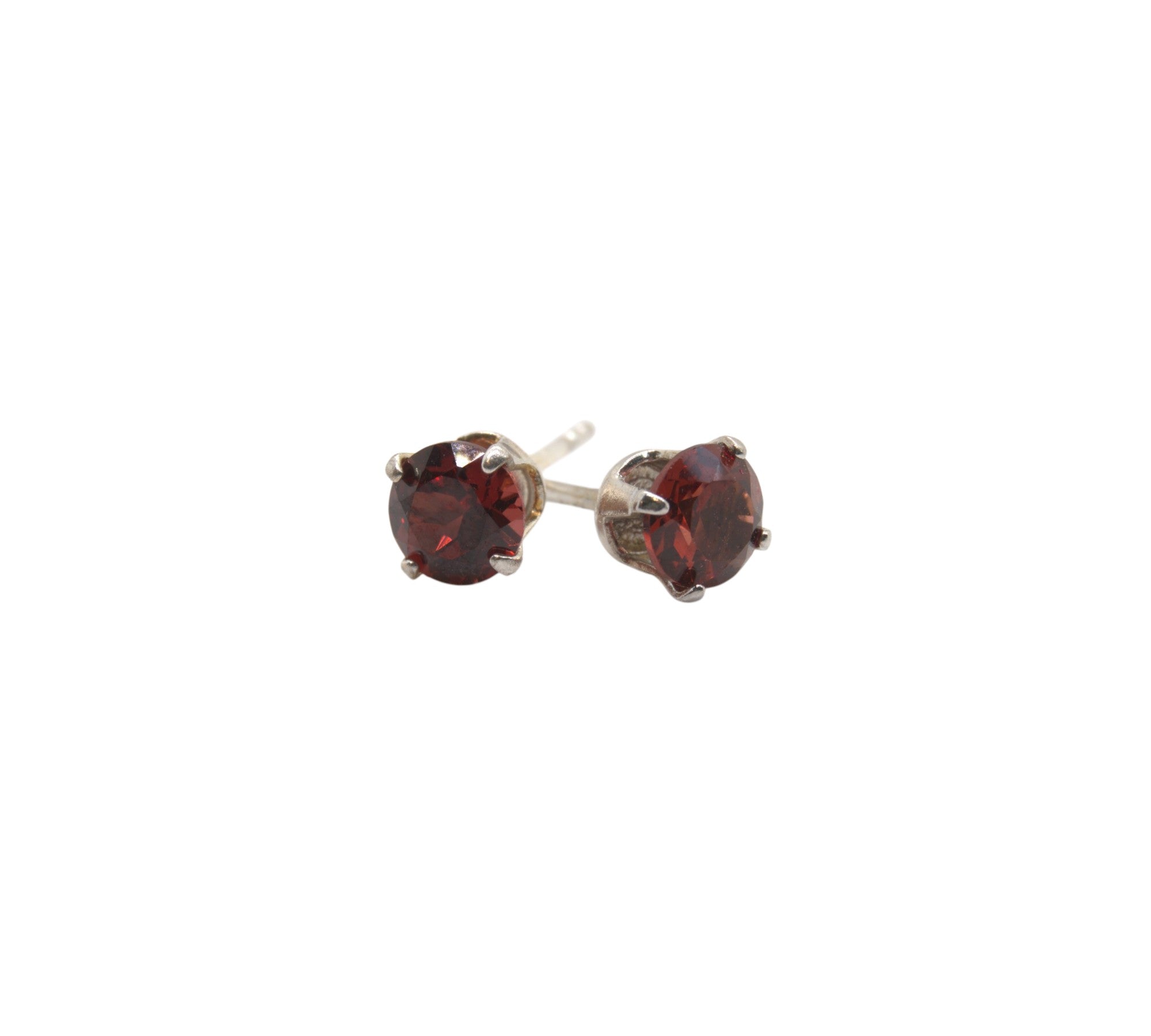 5048 Red Garnet Stud Earrings