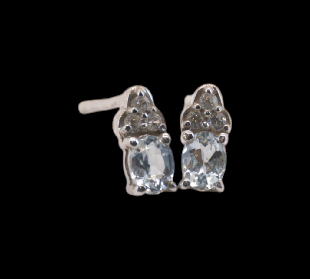 5054 Aquamarine and Zircon Stud Earrings