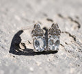 5054 Aquamarine and Zircon Stud Earrings