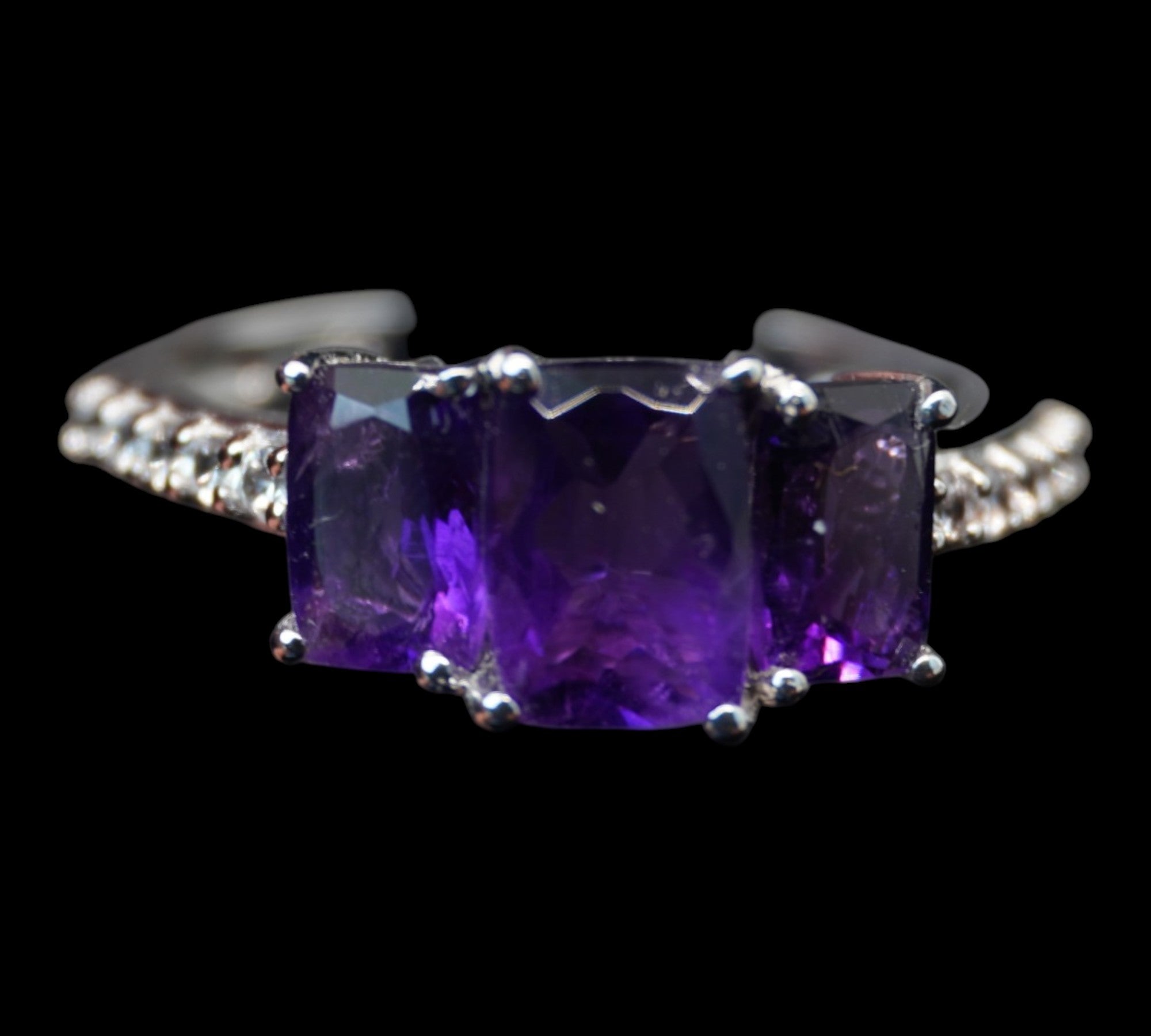 5061 Amethyst and White Zircon Ring