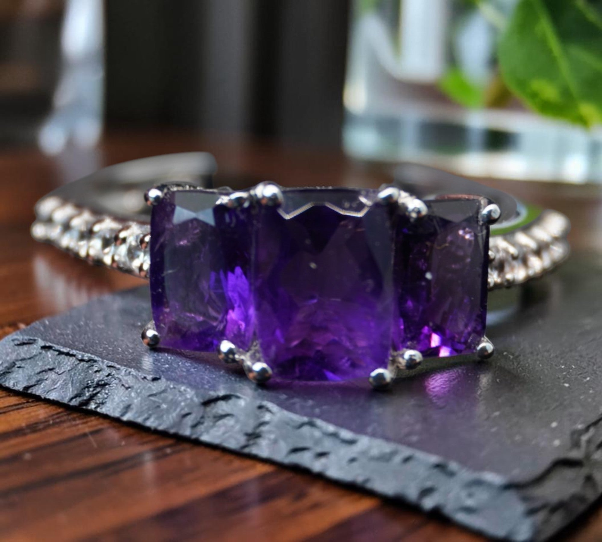 5061 Amethyst and White Zircon Ring