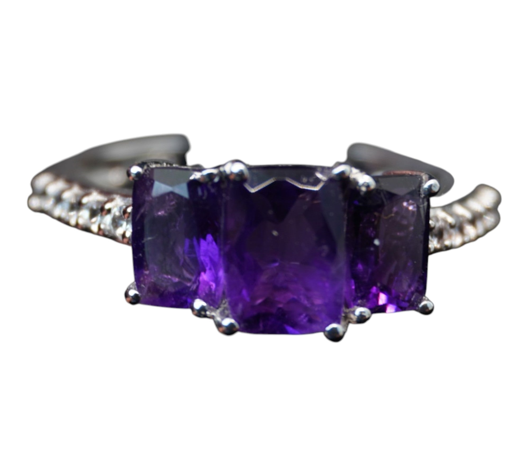 5061 Amethyst and White Zircon Ring
