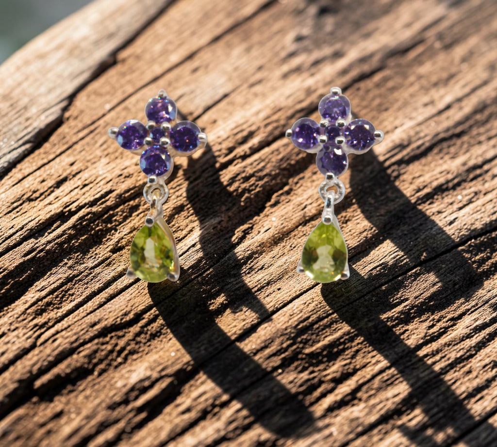 5064 Peridot and Amethyst Earrings