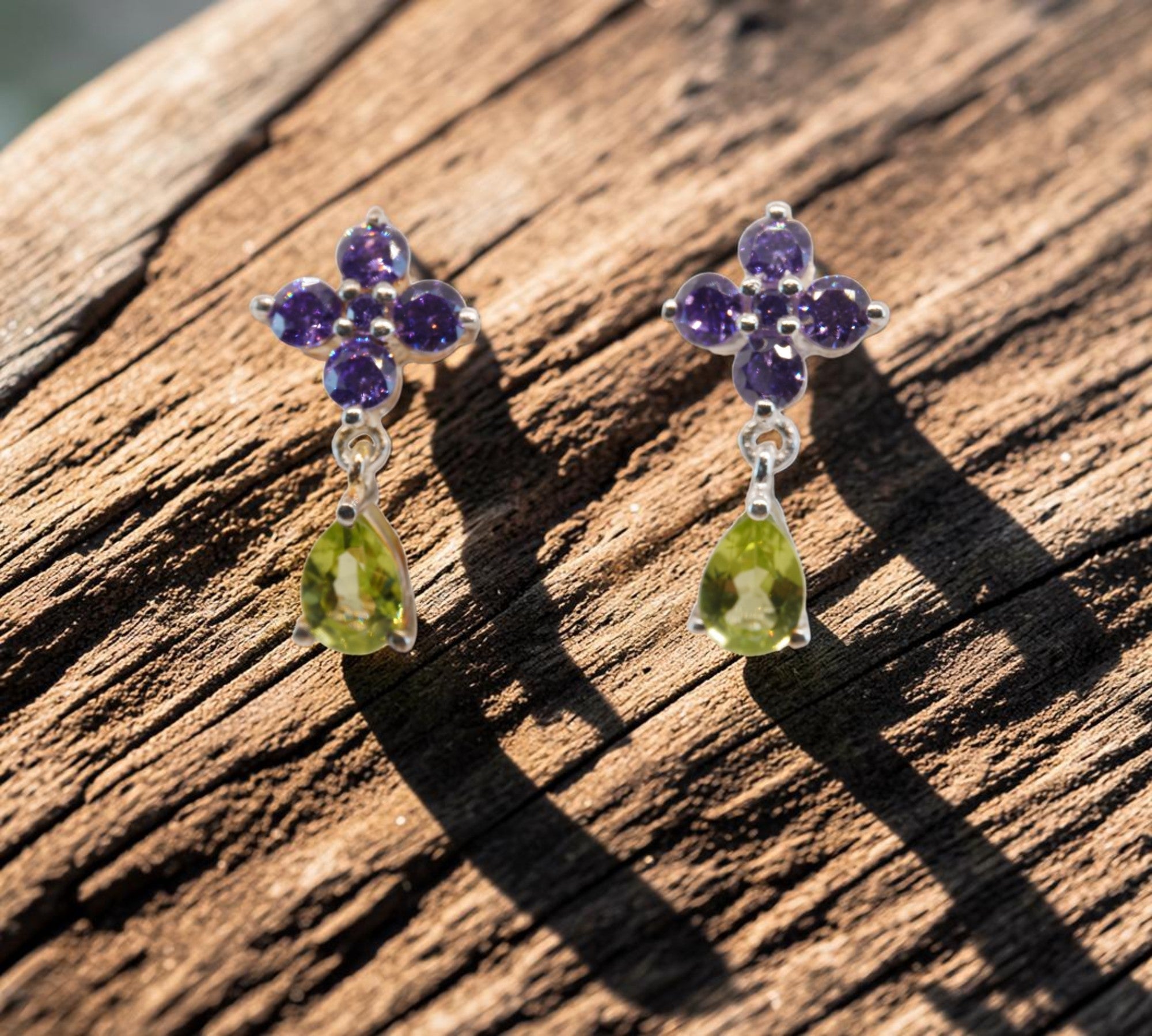 5064 Peridot and Amethyst Earrings